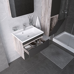 Grossman Мебель для ванной Талис 70 подвесная бетон пайн/графит матовый – фотография-7